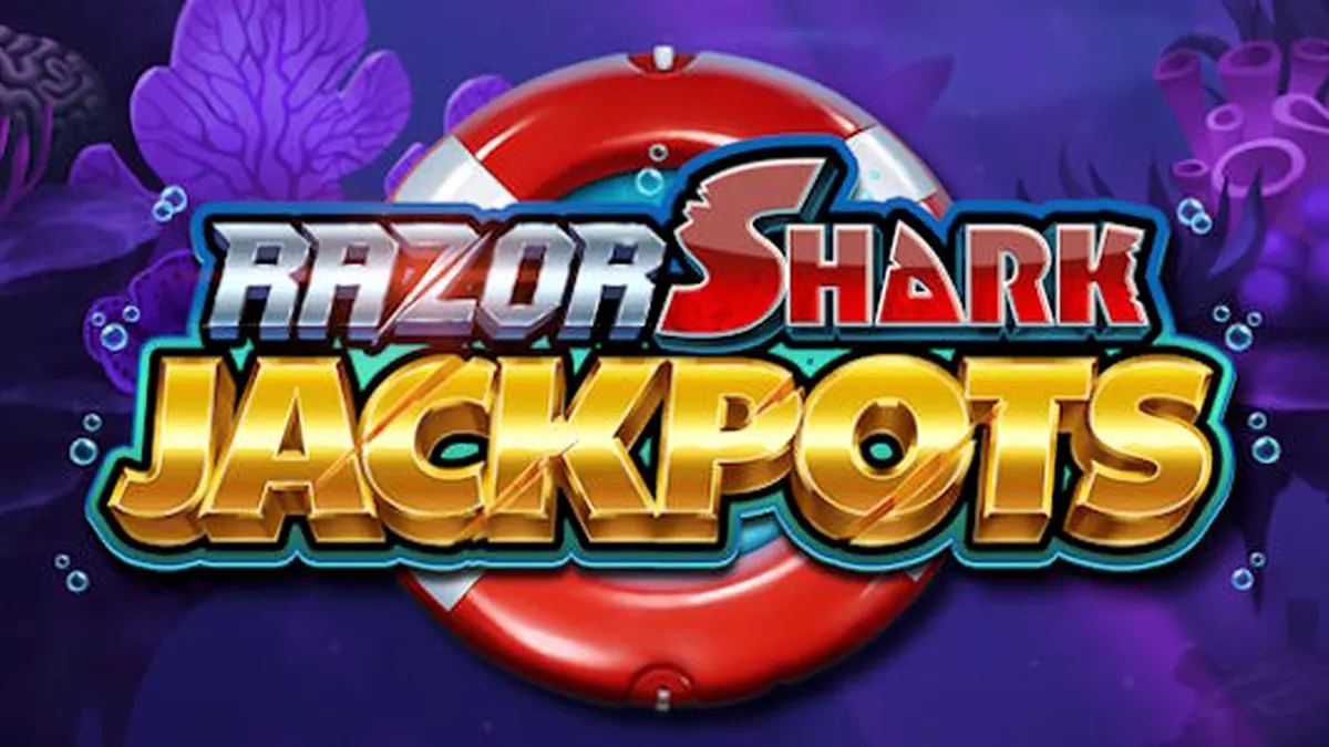 Tampilan layar permainan slot Razor Shark Jackpots dengan tema bawah laut yang penuh warna.