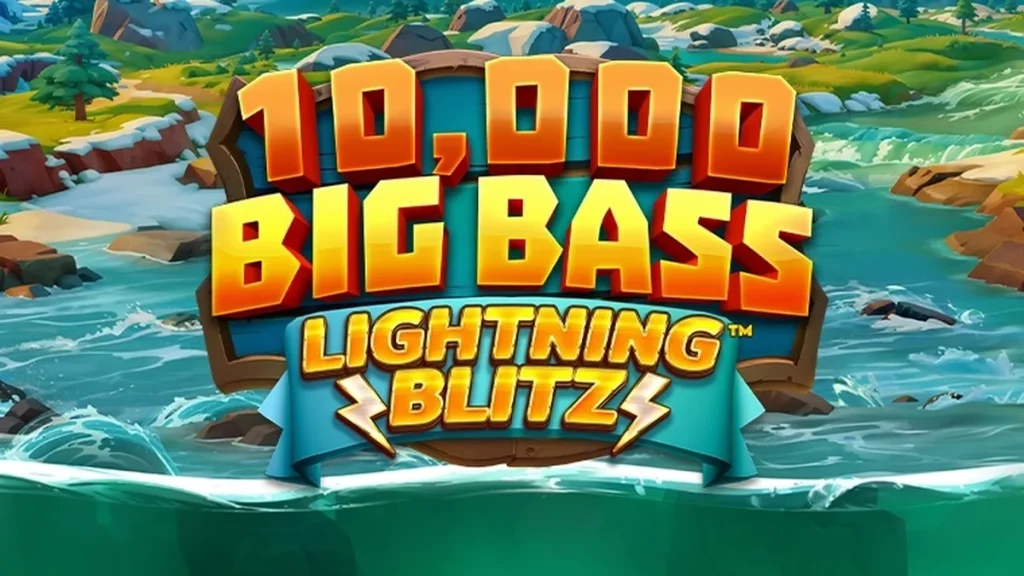 Tampilan visual slot 10,000 Big Bass Lightning Blitz dengan elemen air dan petir