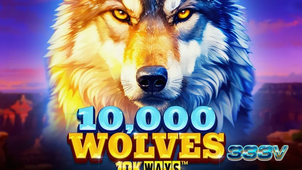 Tampilan visual slot 10,000 Wolves 10K Ways dengan tema alam liar